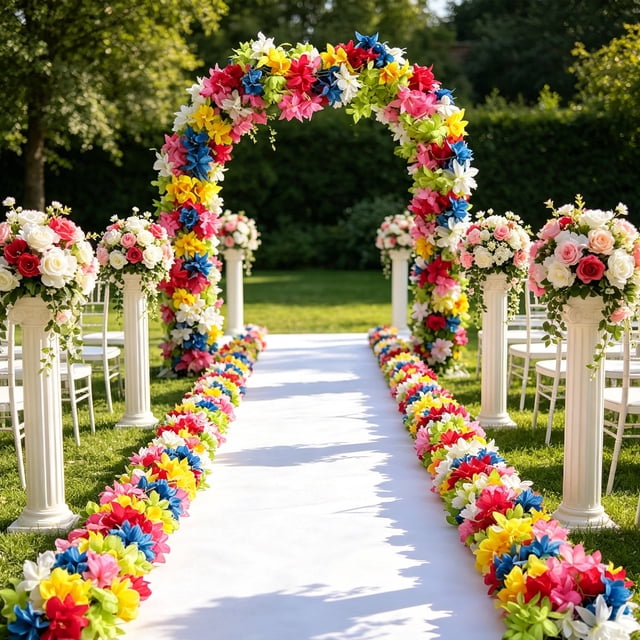 1.8 Meter Multicolor Artificial Flower Garland for Party Decorations, Wall, Ceiling, and Garden Decor, Lightweight and Reusable