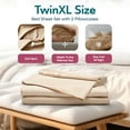 thumbnail image 2 of Sleepgram Viscose from Bamboo TwinXL Bed Sheets w/2 Pillowcases, Sand, 2 of 6