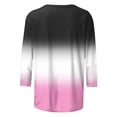 thumbnail image 5 of TKLPEHG Womens 3/4 Sleeve Tops Crew Neck Dressy Casual Blouses Loose Fitted Summer Fashion Gradient Color Tshirt Womens Clothes (Black,XXL), 5 of 6