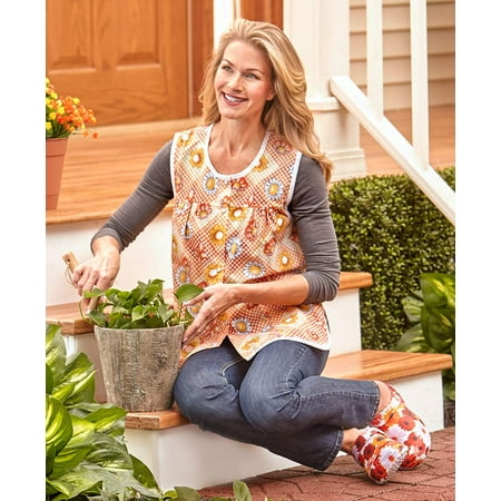 Garden Sleeveless - Sleeveless Flower and Butterfly Garden Smock with Pockets -