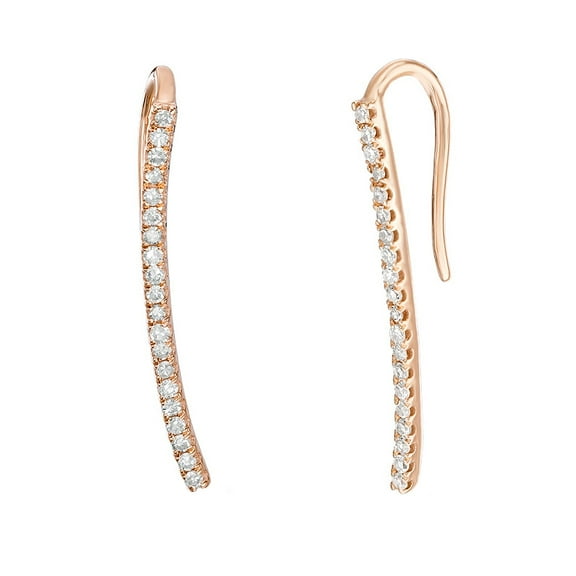 0.12 Carat Round Diamond Stack Crawler Earrings for Women in 10K Rose Gold