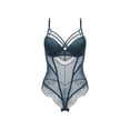 thumbnail image 1 of Women Sexy Lingerie Bodysuit Sheer Mesh Lace Corset Bustier Bodycon Babydoll Leotard Short Romper, 1 of 2