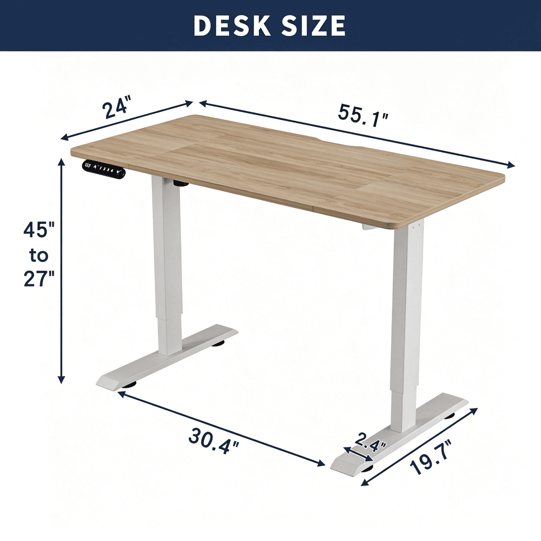 Astoutdoor 55x24 in Light Oak Electric Standing Desk Height Adjustable for Home Office