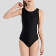 thumbnail image 2 of Wo-Fusoul Maillot de Bain pour Filles 6-16 Ans Sans Manches à Encolure Ronde Tankini une-Pièce Bas Triangle Noir 2TG, 2 of 9