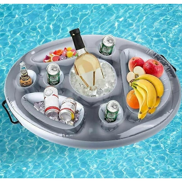 8 Holes Inflatable Drink Holder Floating Bar, Juice Beer Beverage Tray Fruit Salad Buffet Server Large Capacity for Outdoor Summer Pool Beach Pool Par