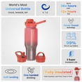 thumbnail image 3 of Coldest Sports Water Bottle - 3 Insulated Lids (Chug Lid, Straw Lid, Loop Lid ) Double Walled, Thermo Mug, Metal Canteen (36 oz, Nebula Red Glitter), 3 of 6