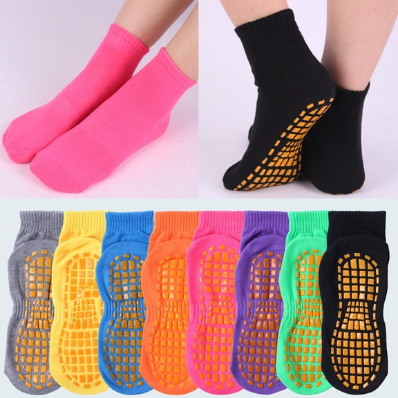 Adult Non-Slip Trampoline Yoga Socks Breathable Grip Floor Footwear, Durable Anti-Slip Athletic Crew Socks For Indoor Gym Pilates And Home Exercise