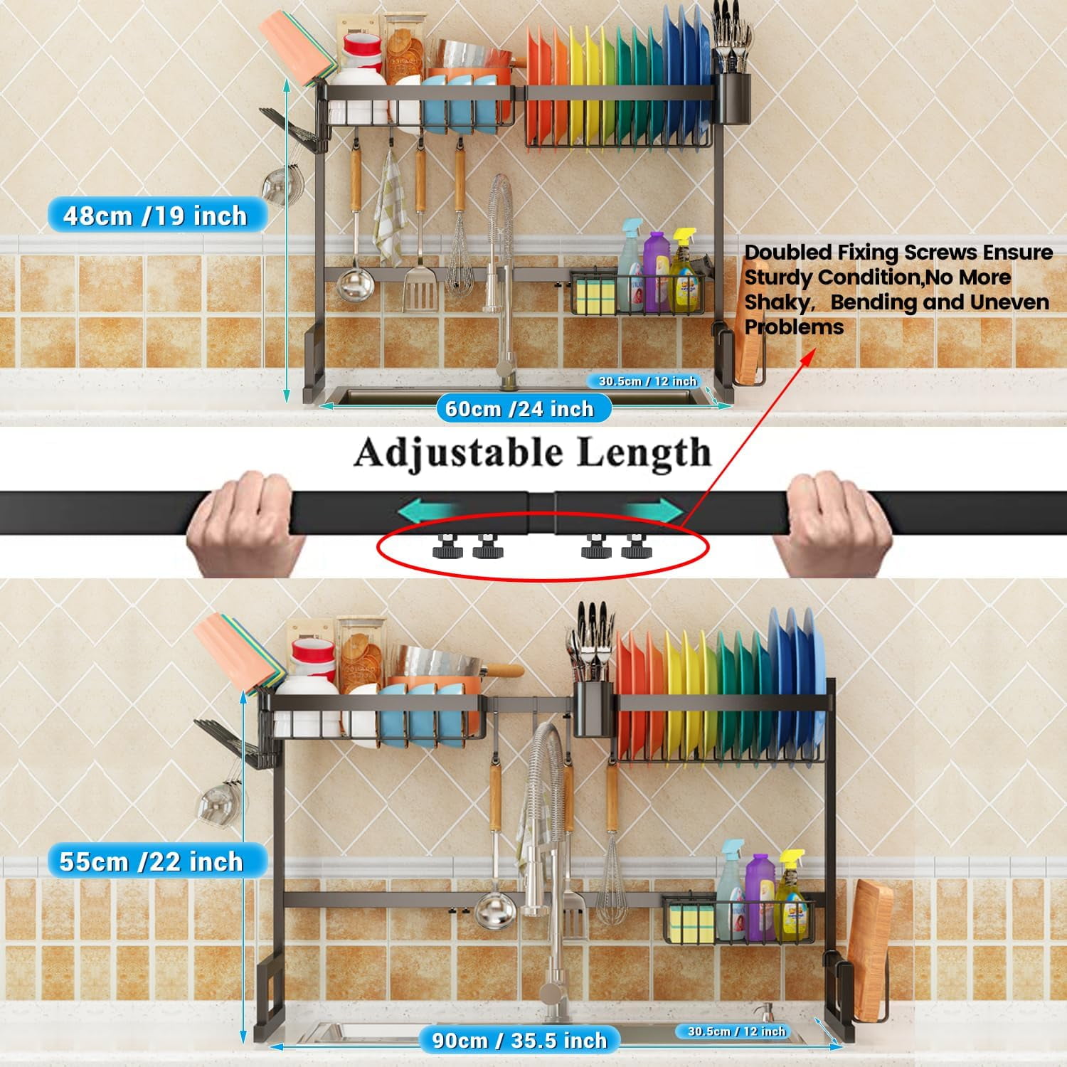 ADBIU Over The Sink (24- 32.5 L) Dish Drying Rack (Expandable