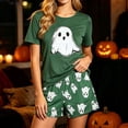 thumbnail image 2 of LIIPEE Womens Halloween Ghost Graphic Pajamas Ladies Short Sleeve Tees And Shorts Holiday Pajama Set, 2 of 6