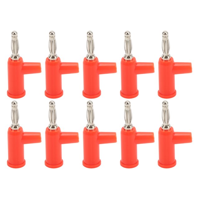 10Pcs Solderless Banana, Brass Lantern Open Screw Bananas Plug ABS Connectors for Inverters 4mmRed