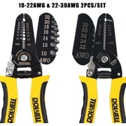 DOWELL 10-22AWG+22-30AWG Wire Stripper/Cutter/Plier for Electrician, Multi-Function Hand Tool, 2-Piece