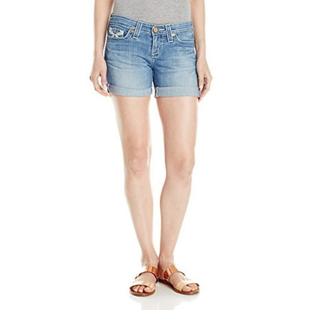 Rise Cuffed Short - Big Star Women's Remy Low Rise Roll Cuff Short with Embroidered Back Pocket, Sirenas, 24