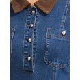 thumbnail image 5 of INSPIRE CHIC Women's Jean Dresses Vintage Collared Button Short Sleeve Fit and Flare Demin Dress S Blue, 5 of 6