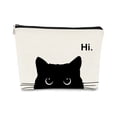 thumbnail image 1 of Bolsa de maquillaje BARPERY Cute Cat, tela de lino negra, 19 x 25 cm, 1 of 8