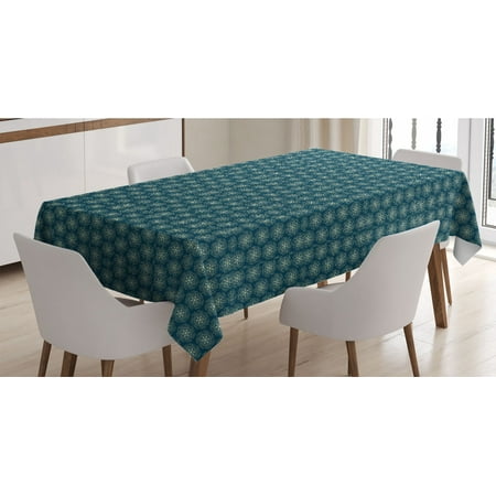 

Victorian Tablecloth Vintage Stars and Abstract Geometric Swirls Pattern Timeless Motifs Rectangle Satin Table Cover for Dining Room and Kitchen 60 X 84 Dark Teal and Pale Green by Ambesonne