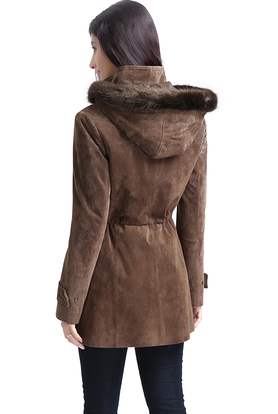 Women Chloe Suede Leather Hooded Parka Coat (Regular & Plus Size & Petite) - image 5 of 5