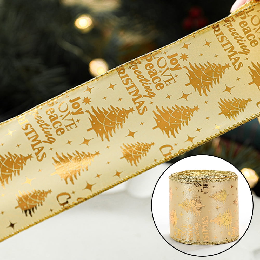 KYAIGUO Metallic Glitter Glitter Ribbon Rolls for Christmas Ribbons Crafts Weddings Sewing Reusable 2PCS