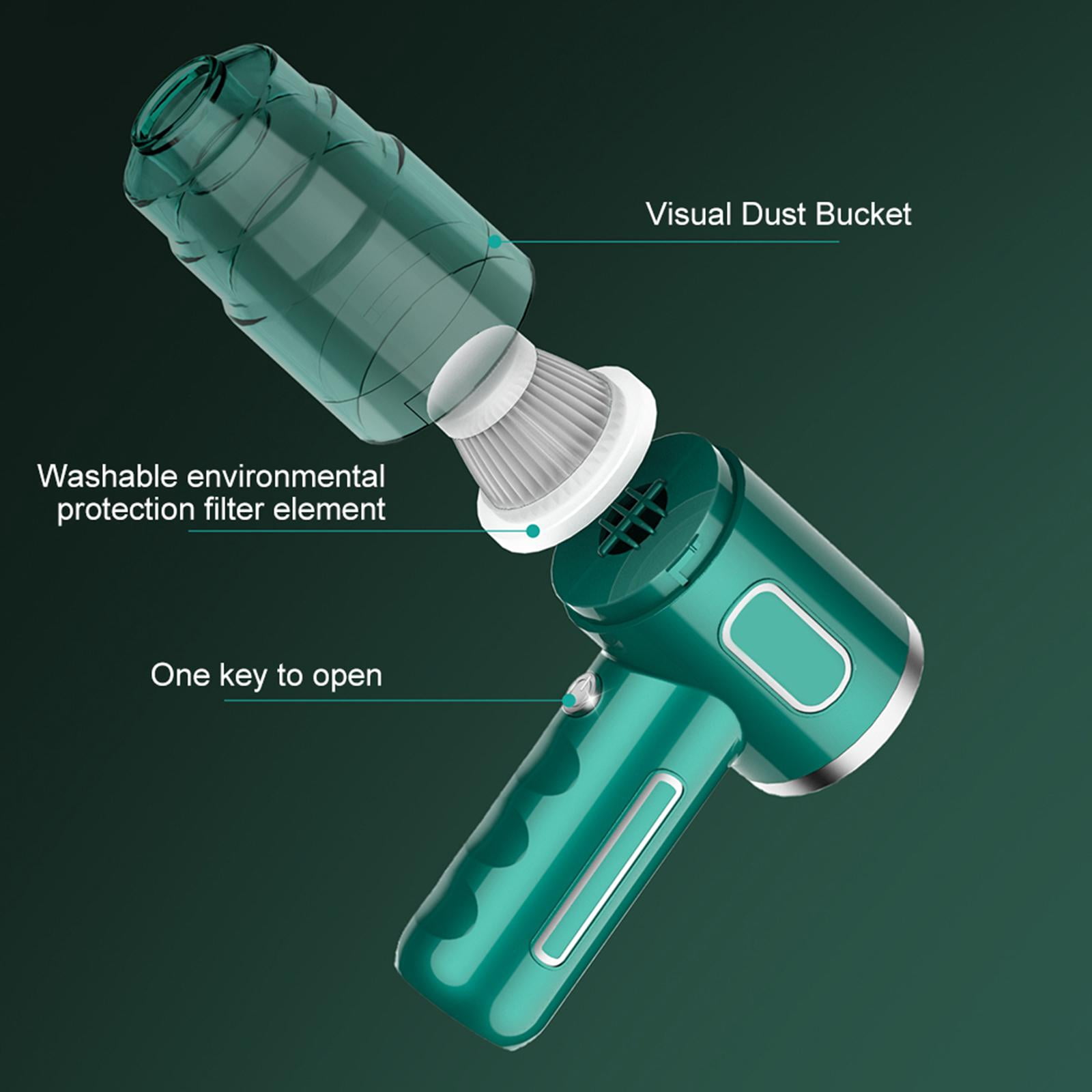 Fiocias Car vacuum cleaner super handheld portable car vacuum cleaner home wireless mini Green Double Filters
