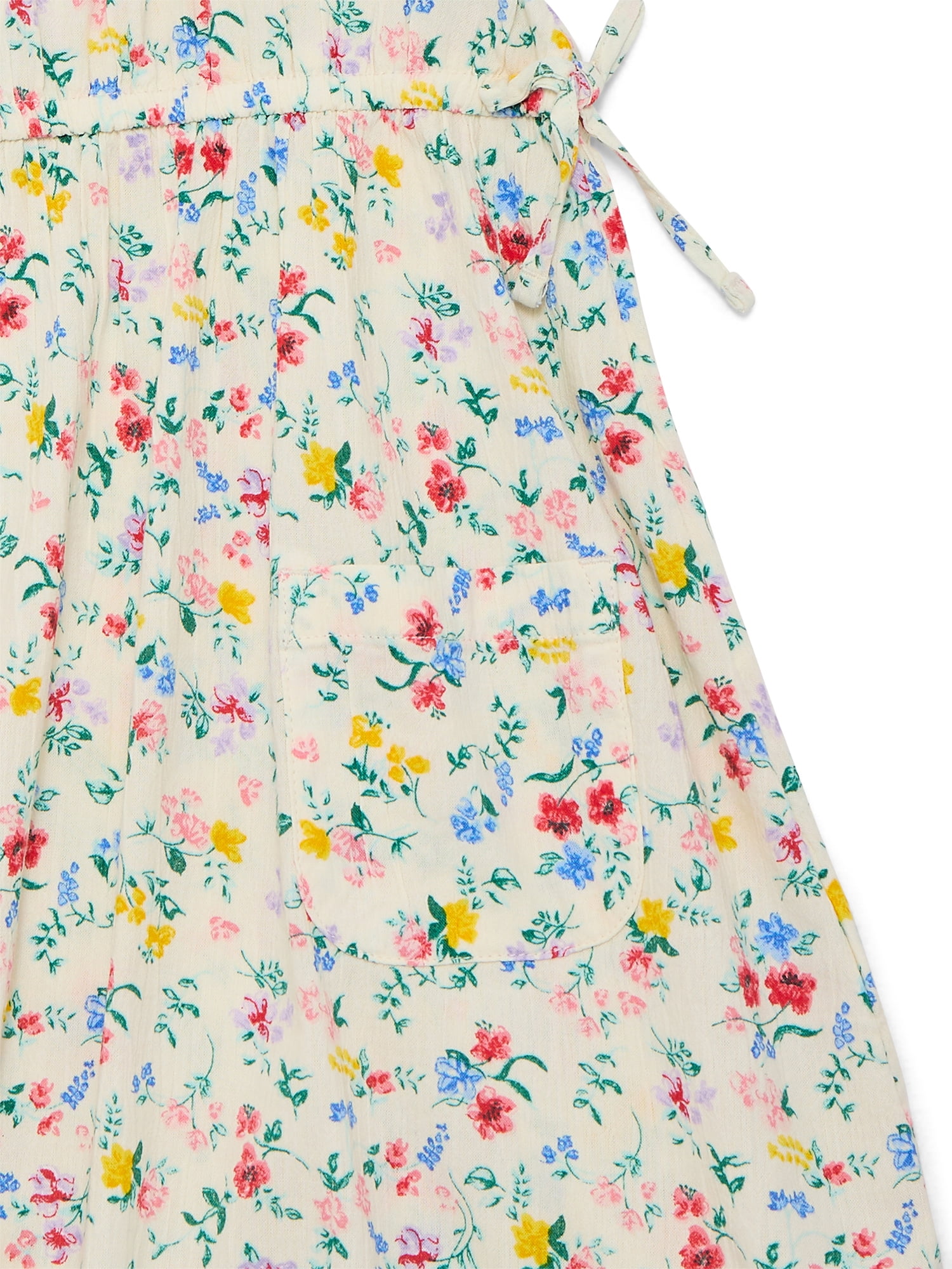 Wonder Nation Girls Print Smock Dress with Puff Sleeves, Sizes 4-18 & Plus
