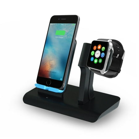 2 IN 1 Wireless Fast Charger Charging Pad Stand - iWatch Charging Holder for Apple Watch Series 4/3/2/1 - Nightlight Mode Available, Qi Wireless Charging Station Dock for iPhone X/iPhone XS/Galaxy