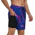 thumbnail image 3 of Balery Neon Gradient Blue Mens Swim Trunks Swim Shorts for Men Quick Dry Inseam Beach Shorts with Compression Liner Pocket-XX-Large, 3 of 9