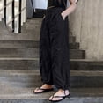 thumbnail image 7 of ATOGUTA Cargo Pants Girls Wide Leg School Uniform Pants Kids Elastic Waist Flowy Summer Beach Lounge Trousers with Pockets Size 5T-15, Black, 7 of 7