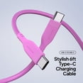 thumbnail image 2 of Powertek Ultra 6ft USB-C to USB-C Cable, Pink, Silicone with PVC Mesh Jacket, Smooth Data Transfer, Durable Charging Cable, 2 of 5