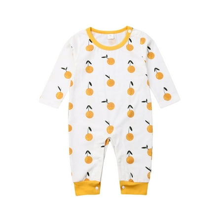 

Newborn Baby Boy Baby Girl Clothes Short Sleeve Orange And Dinosaur Romper Jumpsuits 0-24 Months