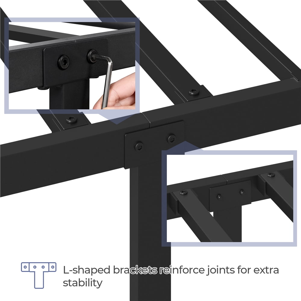 Yaheetech  Full Size Metal Platform Bed Frame with Headboard and Footboard, Black