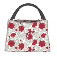 thumbnail image 1 of Easygdp Leaves And Anemone Flowers In Red Grey Bolsa de Almuerzo Insulada Reutilizable, Bolsa de Mano y Bandolera para Oficina, Trabajo, Viajes, 1 of 6