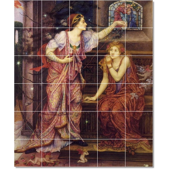 Ceramic Tile Mural-Evelyn De Morgan Women Painting 81. 21.25" w x 25.5" h using (30) 4.25 x 4.25 ceramic tiles