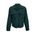 thumbnail image 4 of Corduroy Jacket Women Button Down Comfy Cropped Shacket Jacket Trendy Long Sleeve Coats with Pockets Outerwear 03-Green S, 4 of 4