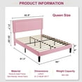 thumbnail image 5 of VECELO Queen Size Platform Bed Frame with Adjustable Height Upholstered Headboard, Strong Wood Slat Support, No Box Spring Needed, Pink, 5 of 11