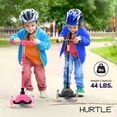 thumbnail image 4 of Hurtle Mini Kickboard Scooter for Kids - Height Adjustable 25''-28'', Lightweight 3-Wheel with LED Light-up Wheels, Anti-Slip,Indoor/Outdoor Fun, Micro Scooters for Ages 2-5 (Watermelon), 4 of 7