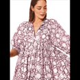 thumbnail image 1 of Vestido Midi Holgado Informal de Verano para Mujer, con Escote en V, Cordones, Media , Estampado Geométrico Bohemio Lila XL, 1 of 7