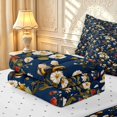 thumbnail image 6 of Erosebridal Retro Bee Zipper Twin Comforter Sets with Fitted Sheet and 2 Pillowcases,Bohemian Flower Zipper Bedding Set,Navy White,Reversible,4pcs, 6 of 8