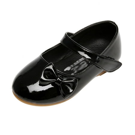 

GUOBIOZIY Girls Toddler Little Ballet Shoes - Flower Girls Mary Jane Flats Dress Shoes Party Wedding Black 9-9.5 Y