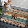 thumbnail image 3 of Western Texas Star Retro Entryway Rug 2'x3'&nbsp; Non Slip Front Door Mats, Country Farmhouse Teal Brown Wood Grain Entrance Rugs Indoor Outdoor Carpet, Floor Mats Small Area Rug for Bedroom Kitchen, 3 of 8