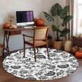 thumbnail image 4 of Pastoral Flower Washable Round Area Rug 3.3 ft, Black Flower Farm Vintage Linen Texture , Soft Non Slip Rugs Stain Repellent Indoor Felt Carpet for Living Dining Room Bedroom Home Office, 4 of 9