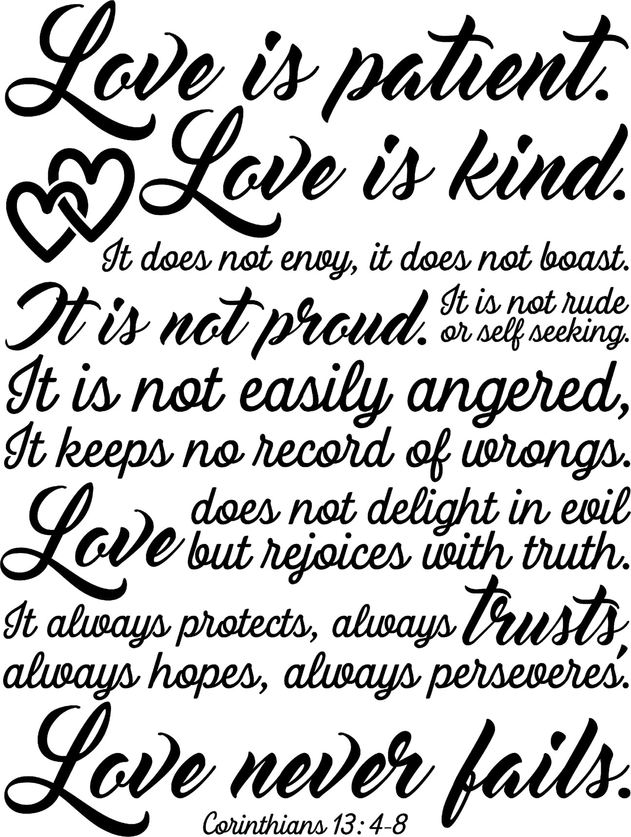 Love Is Patient Love Is Kind Corinthians Faith Wall Decals for Walls