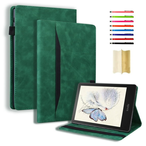 Feishell Case for Kindle Paperwhite 12th Gen 2024 (7") & Kindle Colorsoft Signature Edition (7") - New PU Leather Cover Magnetic Folio Stand Cover with Auto Sleep Wake Feature,Green