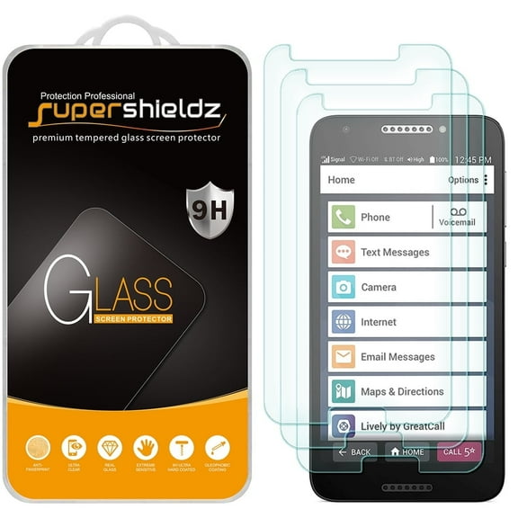 [3-Pack] Supershieldz for Jitterbug Smart2 Tempered Glass Screen Protector, Anti-Scratch, Anti-Fingerprint, Bubble Free