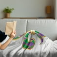 thumbnail image 3 of Fleur De Lis Soft Flannel Fleece Throw Blanket, Golden Yellow Colored Lily Diamond Shapes Royalty Theme, Cozy Plush for Indoor and Outdoor Use, 60" x 80", Purple Green, by Ambesonne, 3 of 5