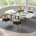 thumbnail image 2 of MAYEERTY 4-Pack Black Modern Upholstered Dining Chairs, Rattan Back, Metal Legs, Kitchen Accent, 2 of 7