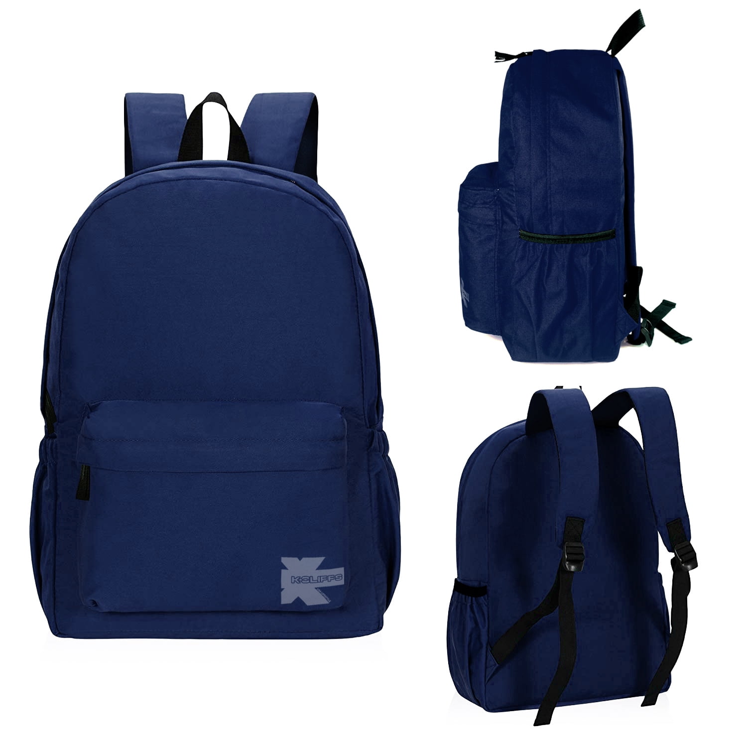 K-Cliffs Unisex Classic 18" School Backpack Lightweight, Water Resistant Durable Daypack Navy, Teen-Adult