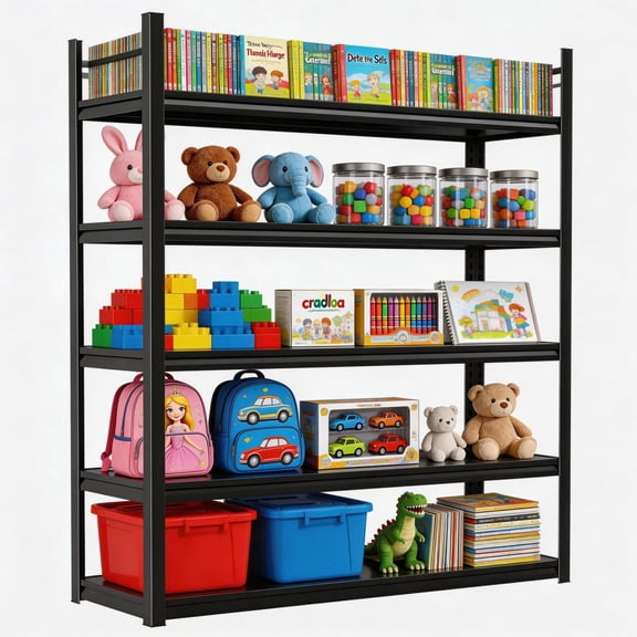 40"Wx72"H Multiuse Living Room Shelving, 3000lb Steel Storage Rack with Double-Layer Post, Thickened Adjustable Shelf for Home Decor Electronics & Bookcase