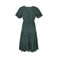 thumbnail image 4 of Robe Fluide à Col en V pour Femmes avec Poches - Décontractée Été Manches Courtes Polyester Spandex Plage Voyage Travail Fête Lavable en Machine, 4 of 9