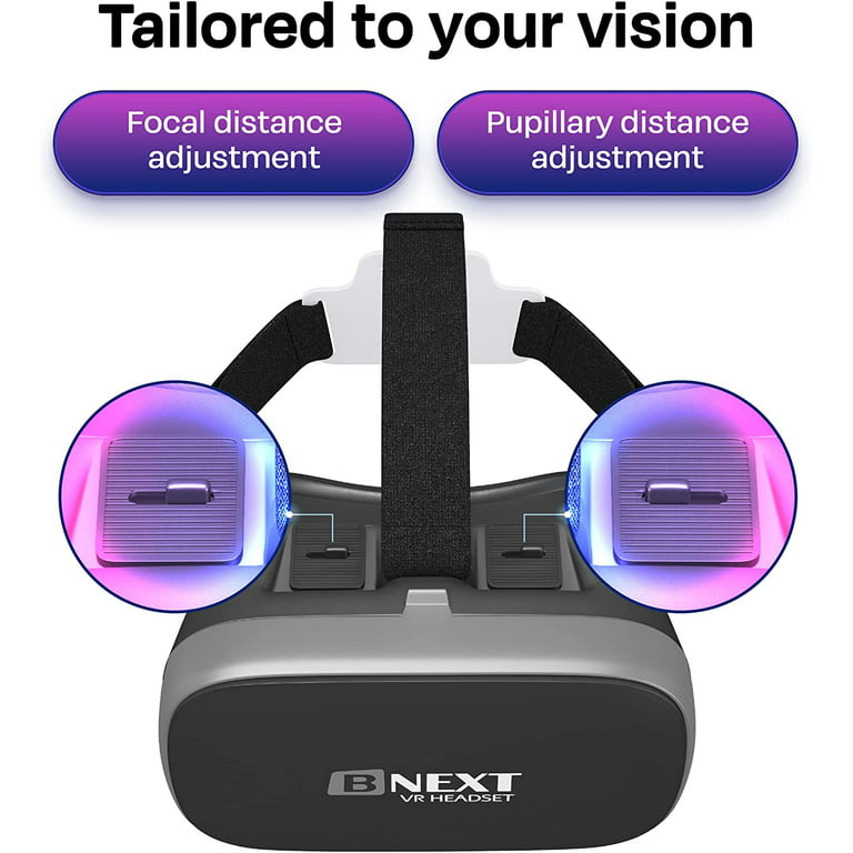 BNext VR Compatible with Android & iPhone - Universal Virtual Reality Goggles for Kids & Adults - Blue 3D VR Glasses for Mobile Viewing & Gaming -