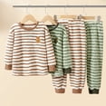 thumbnail image 4 of DHFJKG Boy Girl Striped Fuzzy Winter Outfit 2 Piece Sets Long Sleeve Crewneck Pullover Elastic Waist Ankle-Tied Pants Home Relaxation Outfits For Kids 3-16 Years Old Soft Outfit, 4 of 4