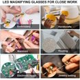 thumbnail image 5 of 2 luces LED, gafas de lectura, lupa de lectura con filtro de luz azul manos libres, para usuarios de gafas, ancianos, costura, reparación, 5 of 5